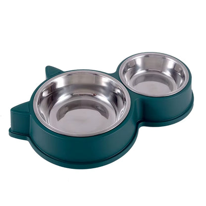 New Puppy Kitten Feeding Supplies Two Pet Bowls Dog Food Drinker Stainless Steel Pet Drinking Dish Feeder Access Device