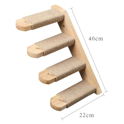 Wall-Mounted Cat Climbing Frame 50Cm Cat Climbing Ladder Hammock Activity Sisal Cat Grab Post Cat Pedal Indoor Cat House