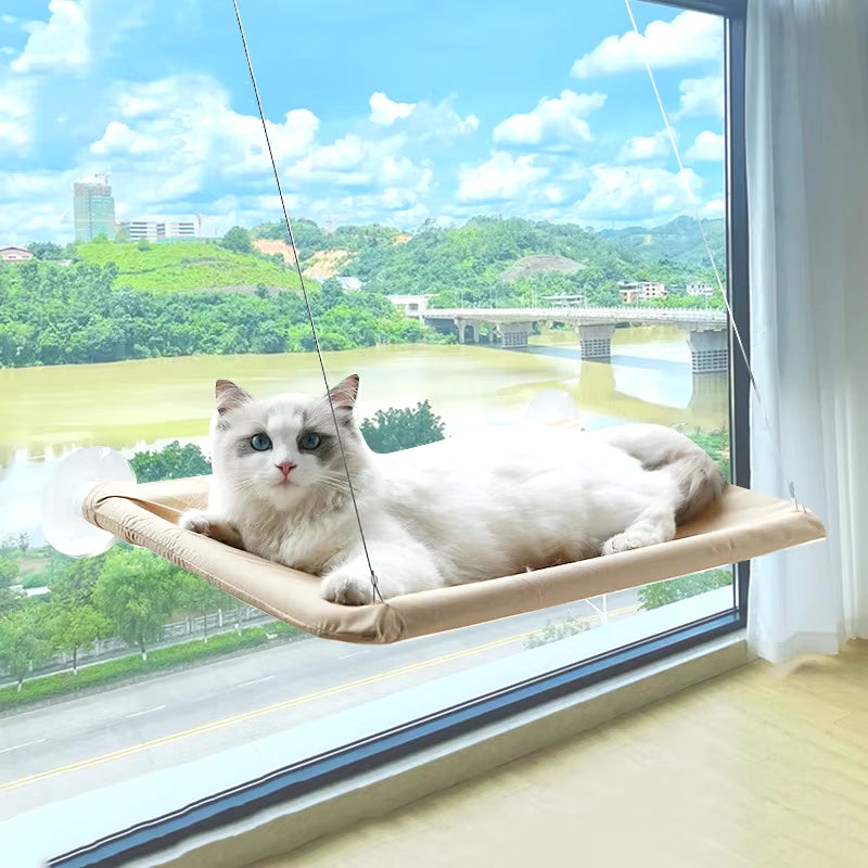 Ultra-Soft Cat Window Hammock Bed - Cozy Cloud-Like Perch for Feline Naptime - Securely Mounted, Perfect Space-Saving