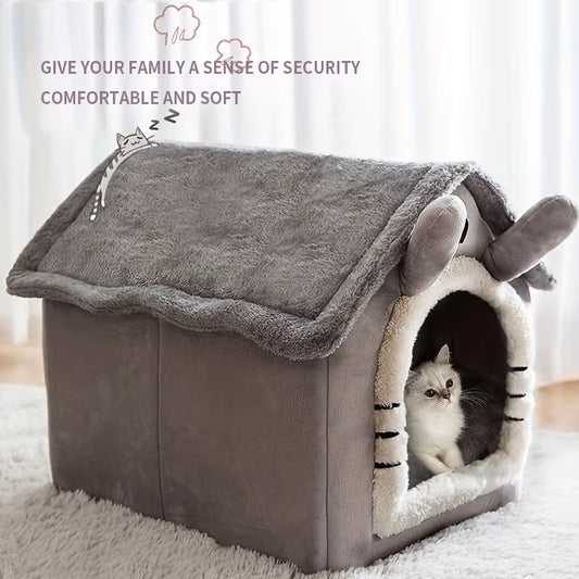 Foldable Pet House Removable Washable Cat House Puppy Cave Sofa Pet Bed House for Extra Small Dogs and Small and Medium Cats