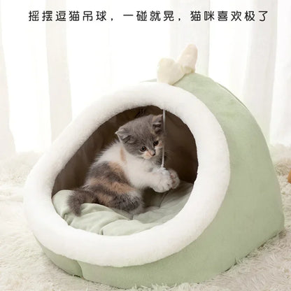 Cat Pad Bed Sweet Soft Warm Pet Basket Cozy Kitten Lounger Cushion Pet House Tent Small Dog Mat for Washable Cats Winter Beds