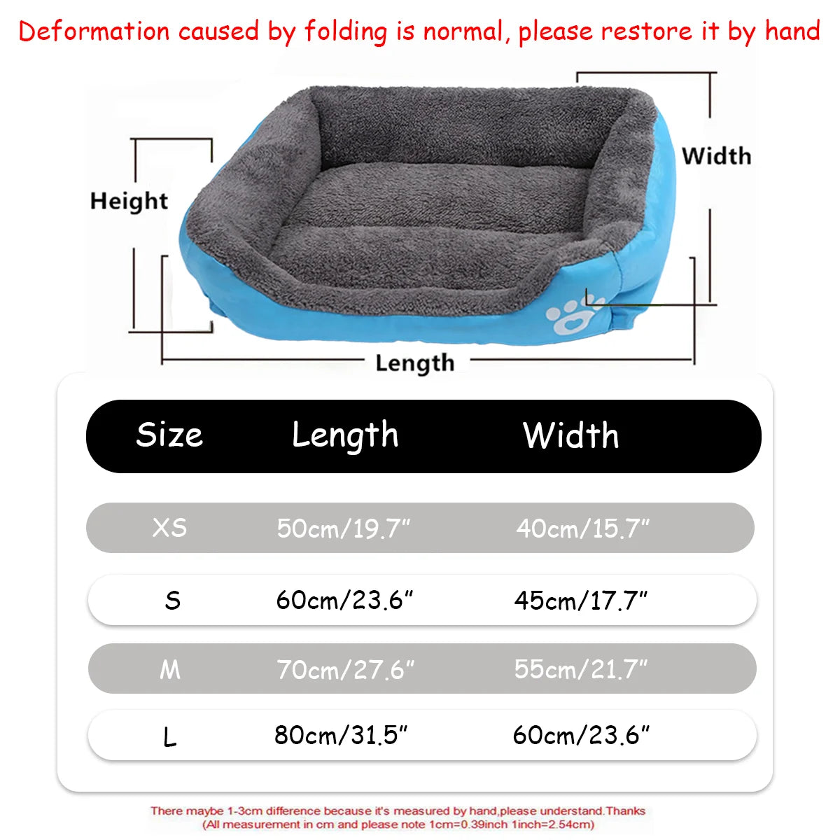 Color Square Winter Soft Warm House for Dog Bed for Dog Mat Waterproof Cat Bed Pet Bed for Large Medium Small Dog House