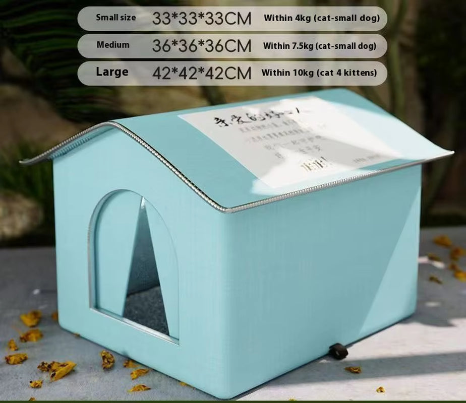 Waterproof Stray Cat House Outdoor Feral Cat Houses Enclosed Pet Tent Cold Resistant Pet House Winter Warm for Outsid