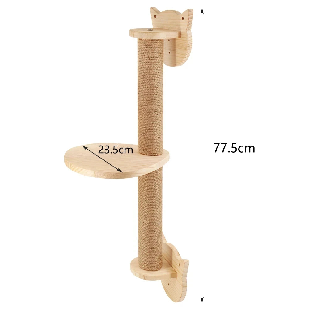 Wall-Mounted Cat Climbing Frame 50Cm Cat Climbing Ladder Hammock Activity Sisal Cat Grab Post Cat Pedal Indoor Cat House