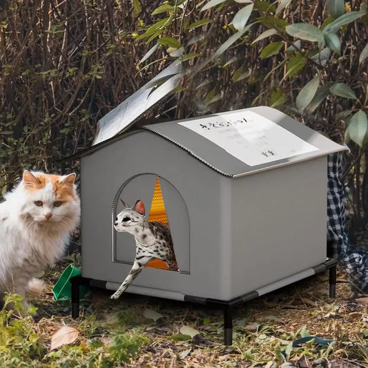 Waterproof Stray Cat House Outdoor Feral Cat Houses Enclosed Pet Tent Cold Resistant Pet House Winter Warm for Outsid