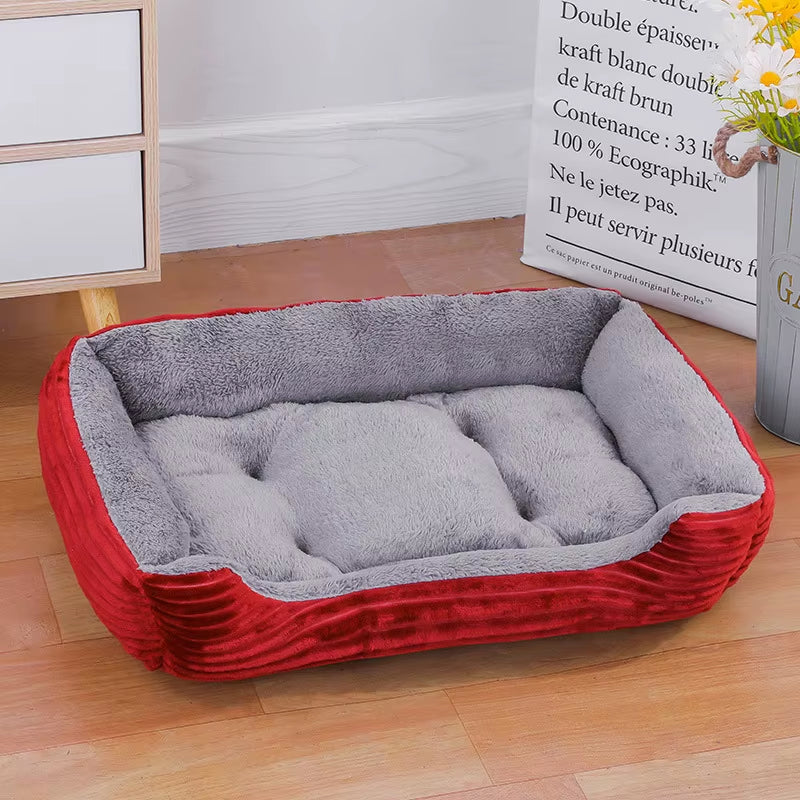 Color Square Winter Soft Warm House for Dog Bed for Dog Mat Waterproof Cat Bed Pet Bed for Large Medium Small Dog House