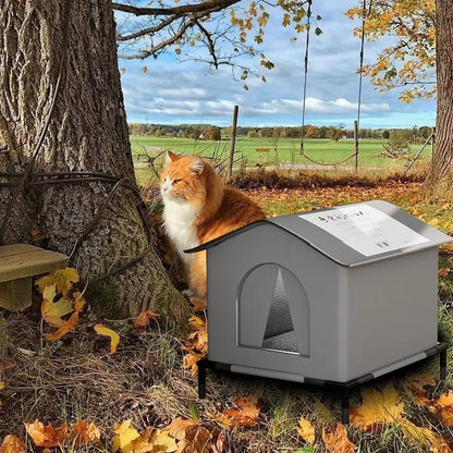 Waterproof Stray Cat House Outdoor Feral Cat Houses Enclosed Pet Tent Cold Resistant Pet House Winter Warm for Outsid