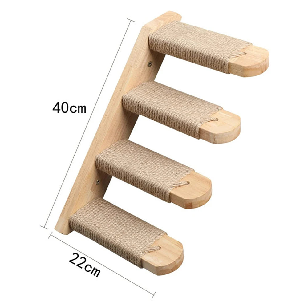 Wall-Mounted Cat Climbing Frame 50Cm Cat Climbing Ladder Hammock Activity Sisal Cat Grab Post Cat Pedal Indoor Cat House