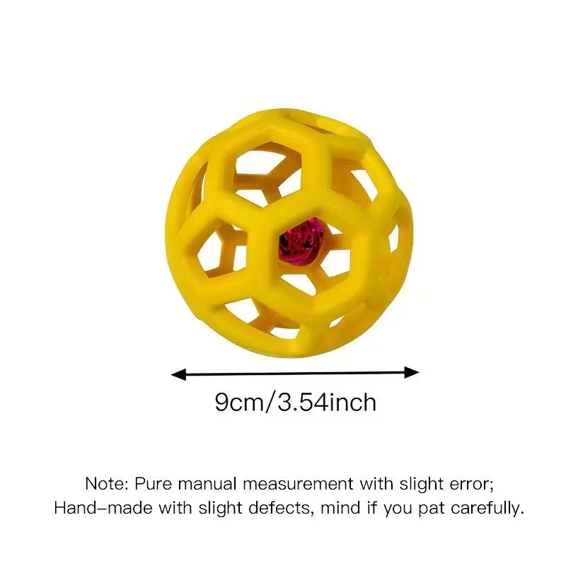 Cat Dog Natural Rubber Chew Toy Geometric Safety Ball with Bell Pet Interactive Ball Puppy Training Playing Teeth Cleaning Balls